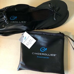 Cinderollies foldable ballet flats, black, size 8.5-9.5
